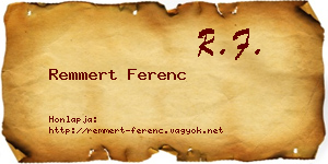 Remmert Ferenc névjegykártya